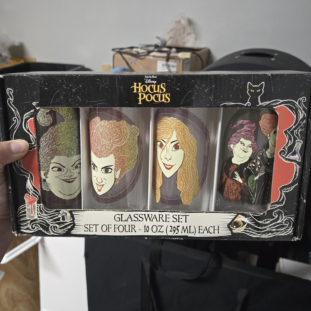 Disney Hocus Pocus Glassware Set - Black, Gold, Purple, Green, Red